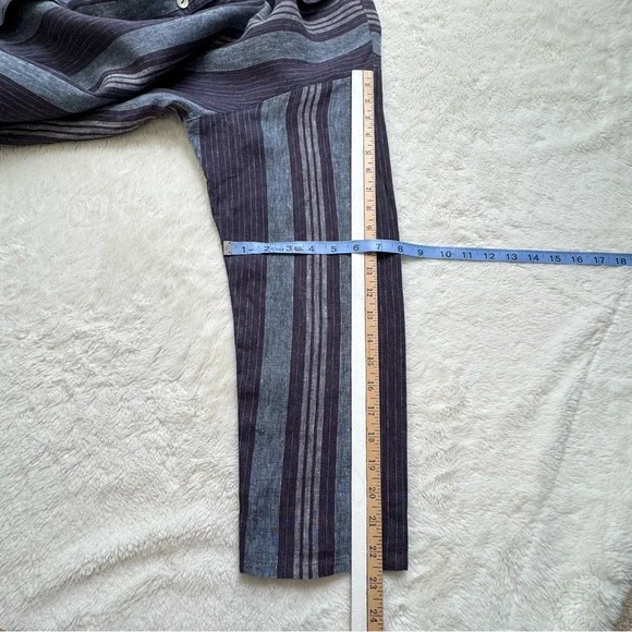 Bryn Walker Linen Shirt Women’s Medium Oversized Blue Stripe Pearl Made In USA - Picture 13 of 13